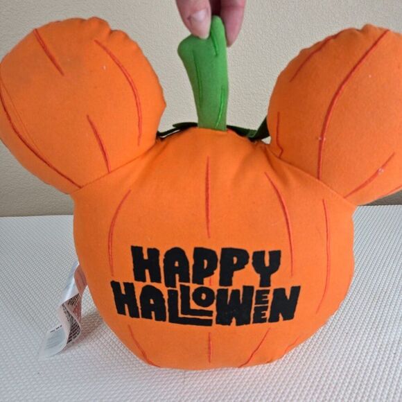 Disney Halloween Mickey Mouse Pumpkin Plush Pillow Orange 13" Decorative Cushion - Picture 4 of 5